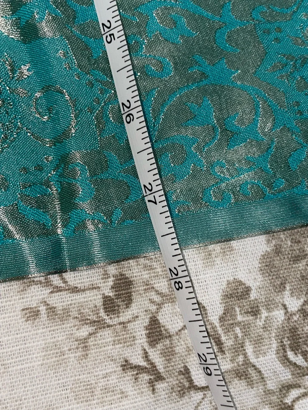 Teal and Silver Brocade Shawl